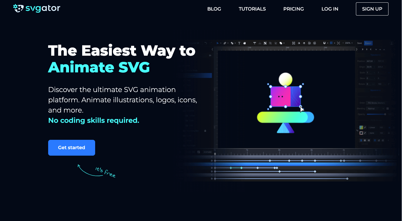 SVGator Webサイトのキャプチャ